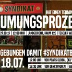 Termin für den Räumungsprozess ist da – jetzt erst Recht: #syndikatbleibt!